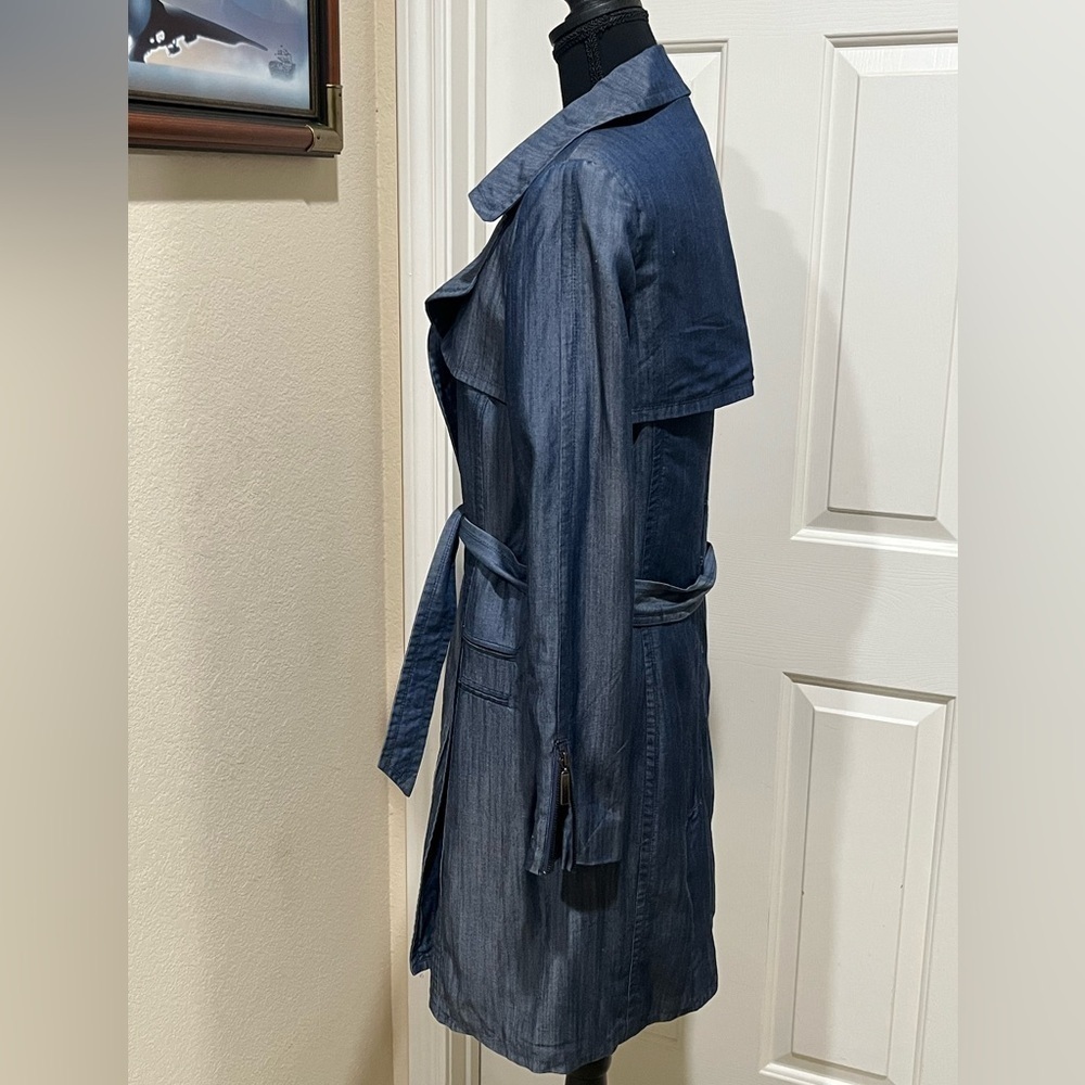 VERTIGO PARIS TRENCH COAT JACKET, WOMENS BLUE SUZE M - Picture 6 of 11